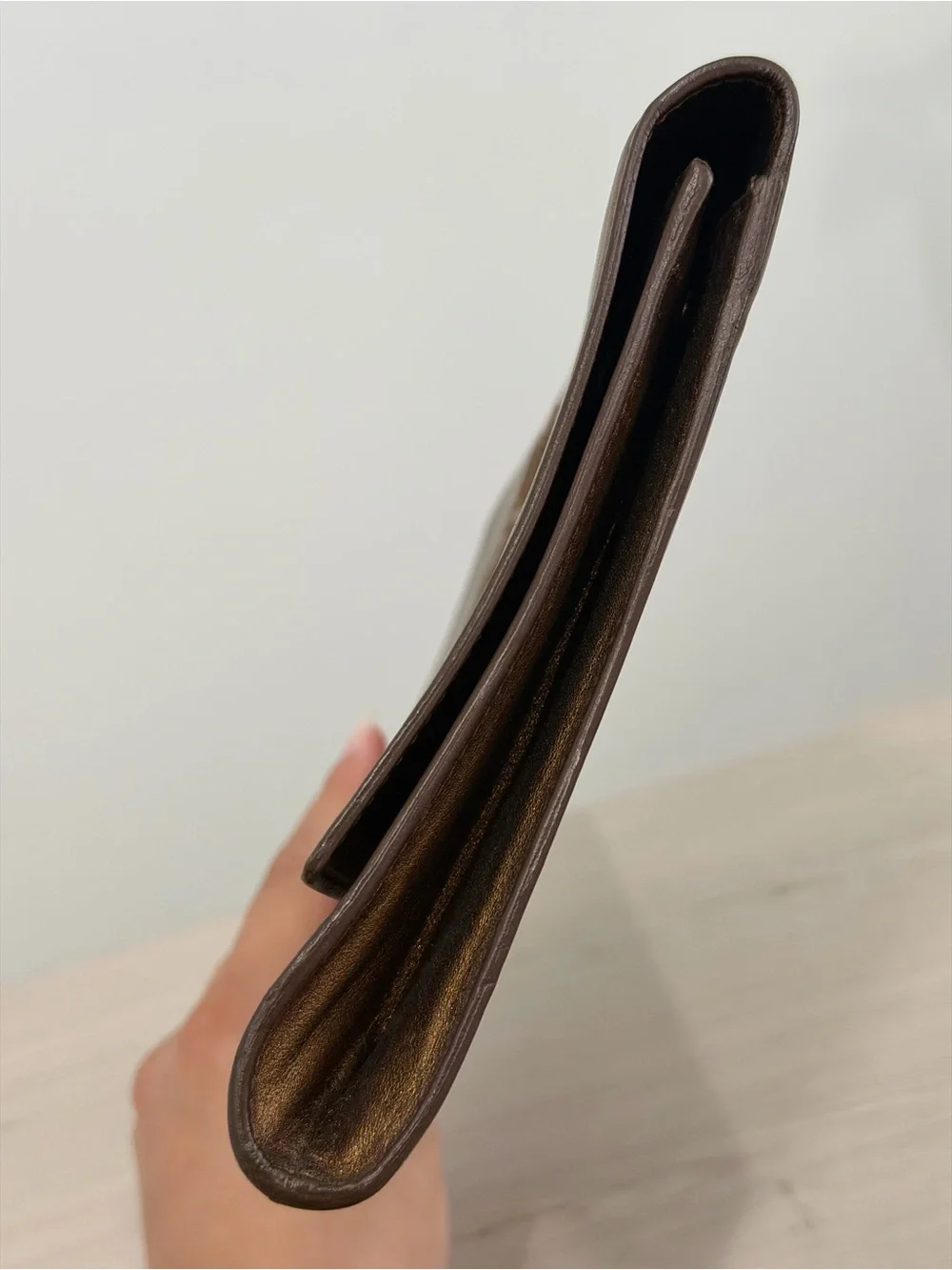 Saint Laurent Bronze Metallic YSL Fold-Over Clutch - Picture 3 of 7